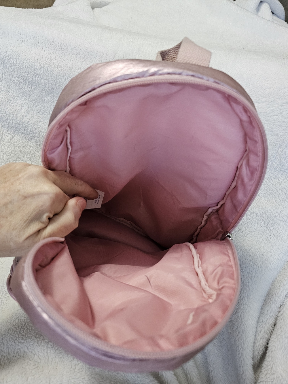 Metallic Blush Pink Heart Pocket Mini Backpack - Picture 6 of 11